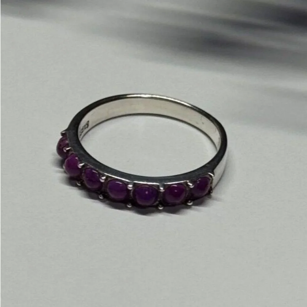 925 STERLING SILVER PURPLE AGATE RING SIZE 6
